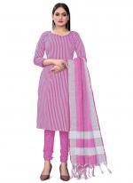 Cotton Jacquard Pink Casual Wear Printed Dress Material